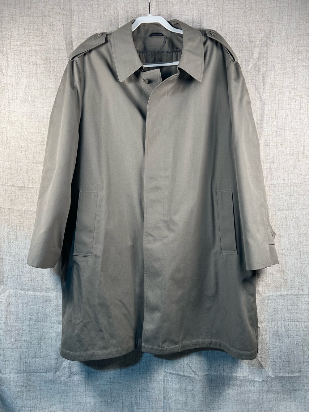 Oleg Cassini Vintage Coat Overcoat Button Front Collar Gray Men's 44 Regular